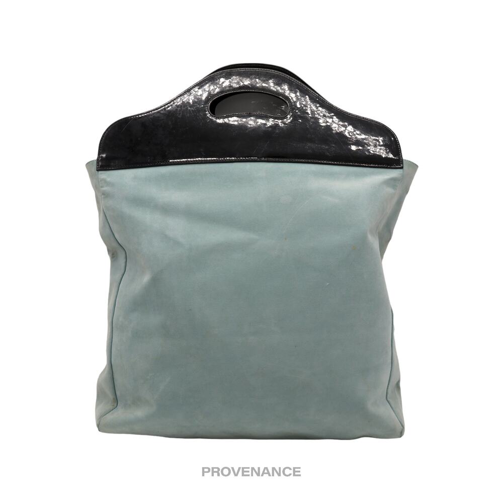 🔴 Gucci Microsuede Shopping Tote - Powder Blue - Picture 2 of 7